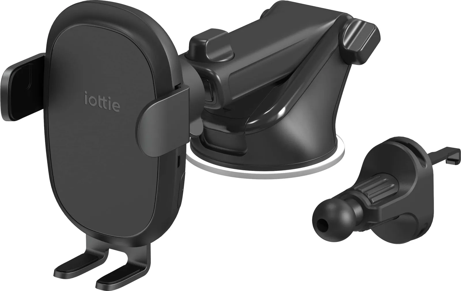 Four wireless car charger mount designs displayed side by side